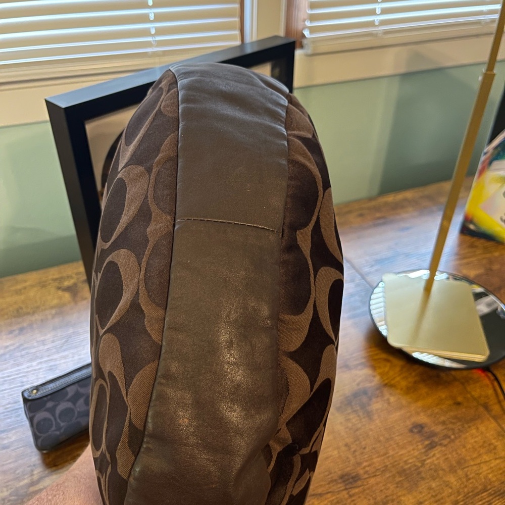 Coach Brown Signature Hobo Shoulder Bag with Scarf Accent - Picture 6 of 9